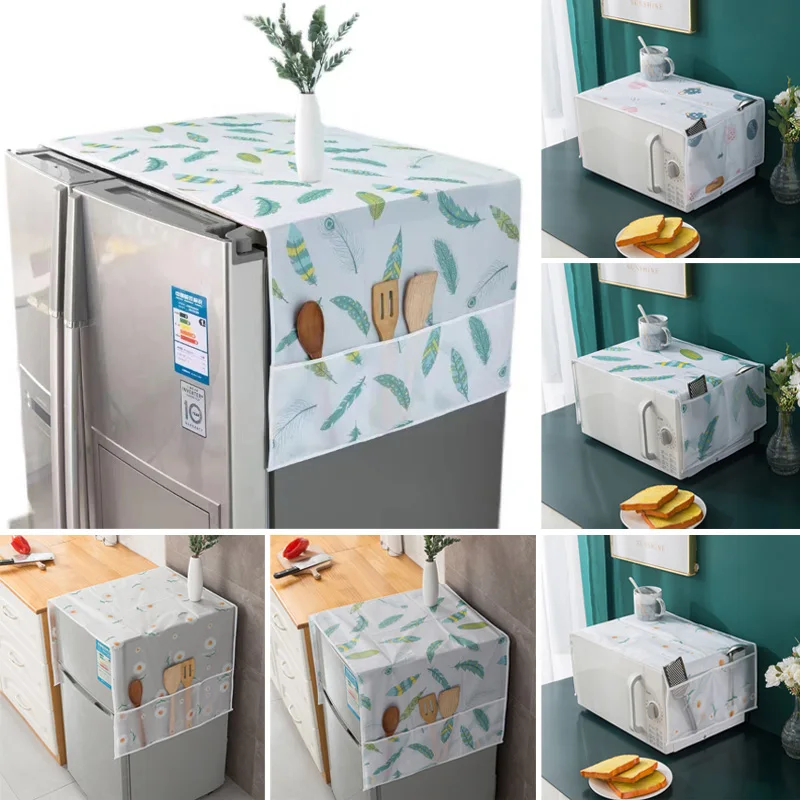 Fridge Top Dust Cover Refrigerator/washing Machine/microwave Oven Home Appliance Waterproof Protective Cover With Storage Pocket