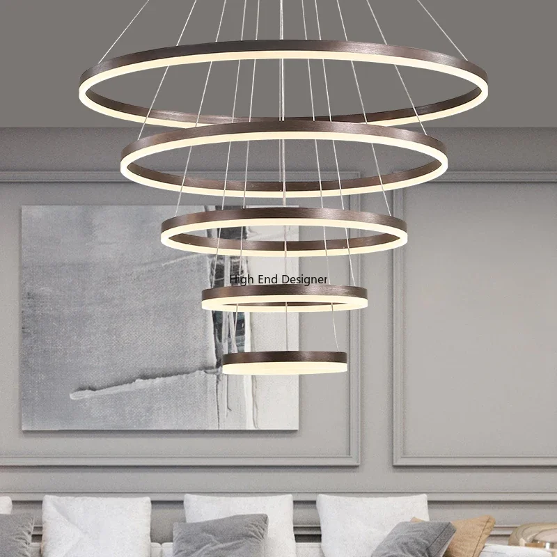 

Modern 5 Round Ring Led Ceiling Chandeliers For Living Dining Room Staircase Hanging Lamp Home Decore Pendant Lighting Fixtures