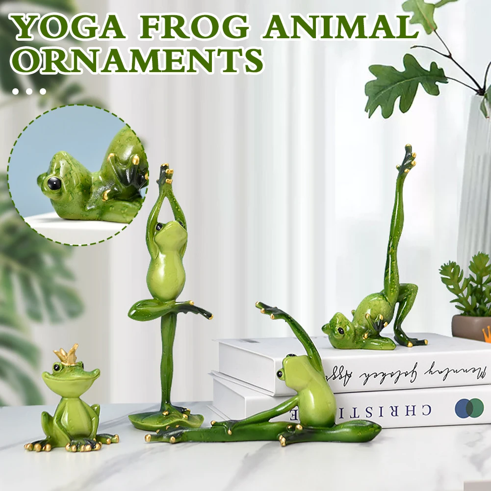 Yoga Frog Statue Resin Figurine Office Home Decoration Desktop Decor Handmade Crafts Sculpture Entrance Wine Cabinet Ornaments