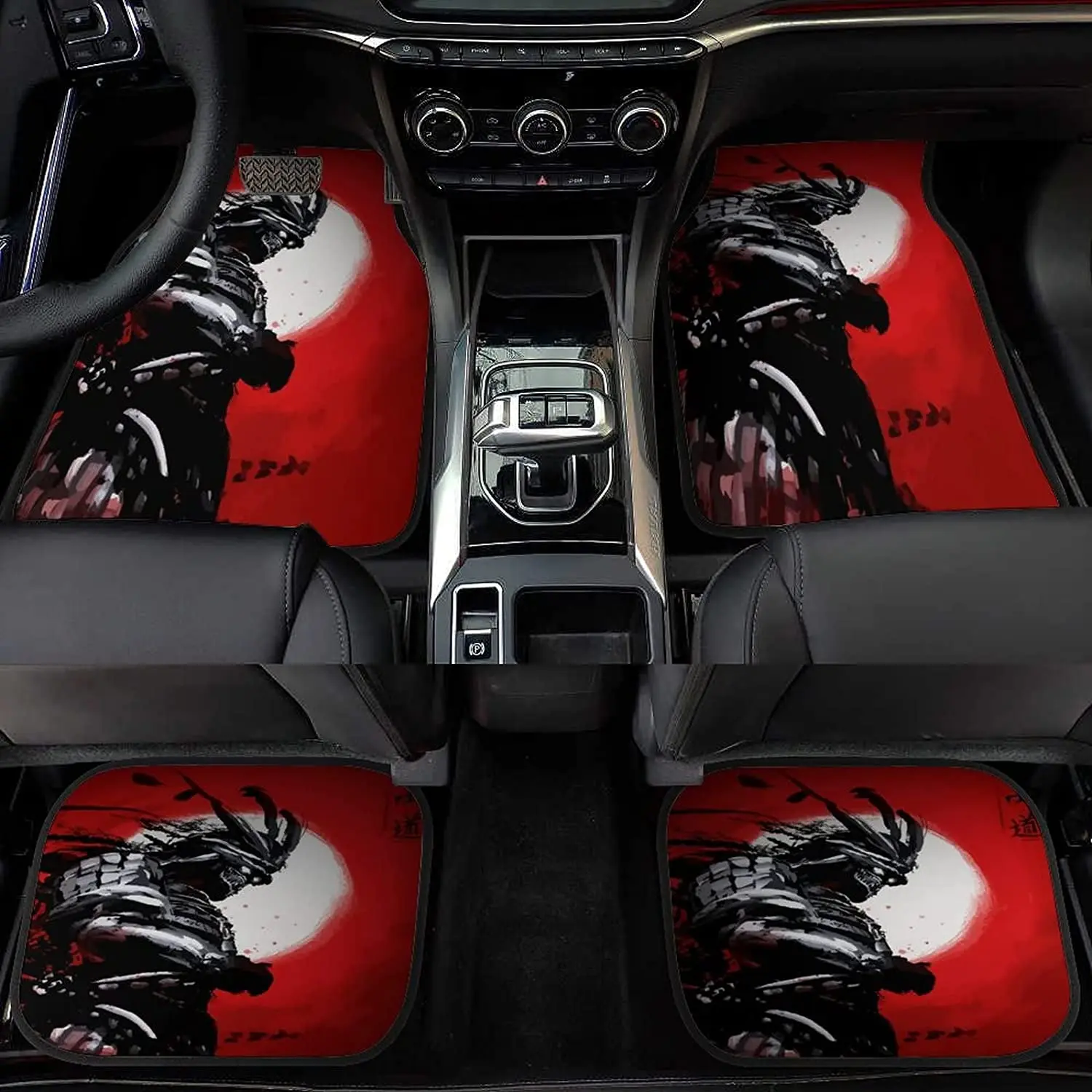 Japan Samurai in Moon Back tappetini per auto Universal Drive Seat tappeto tappetini protettivi per interni del veicolo disegni divertenti tappetini