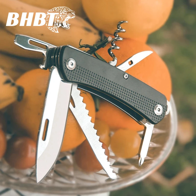 BHBT Outdoor EDC Folding Pocket Multipurpose Knife Scissors Tactical Survival Portable Camping Mini Multi Tool