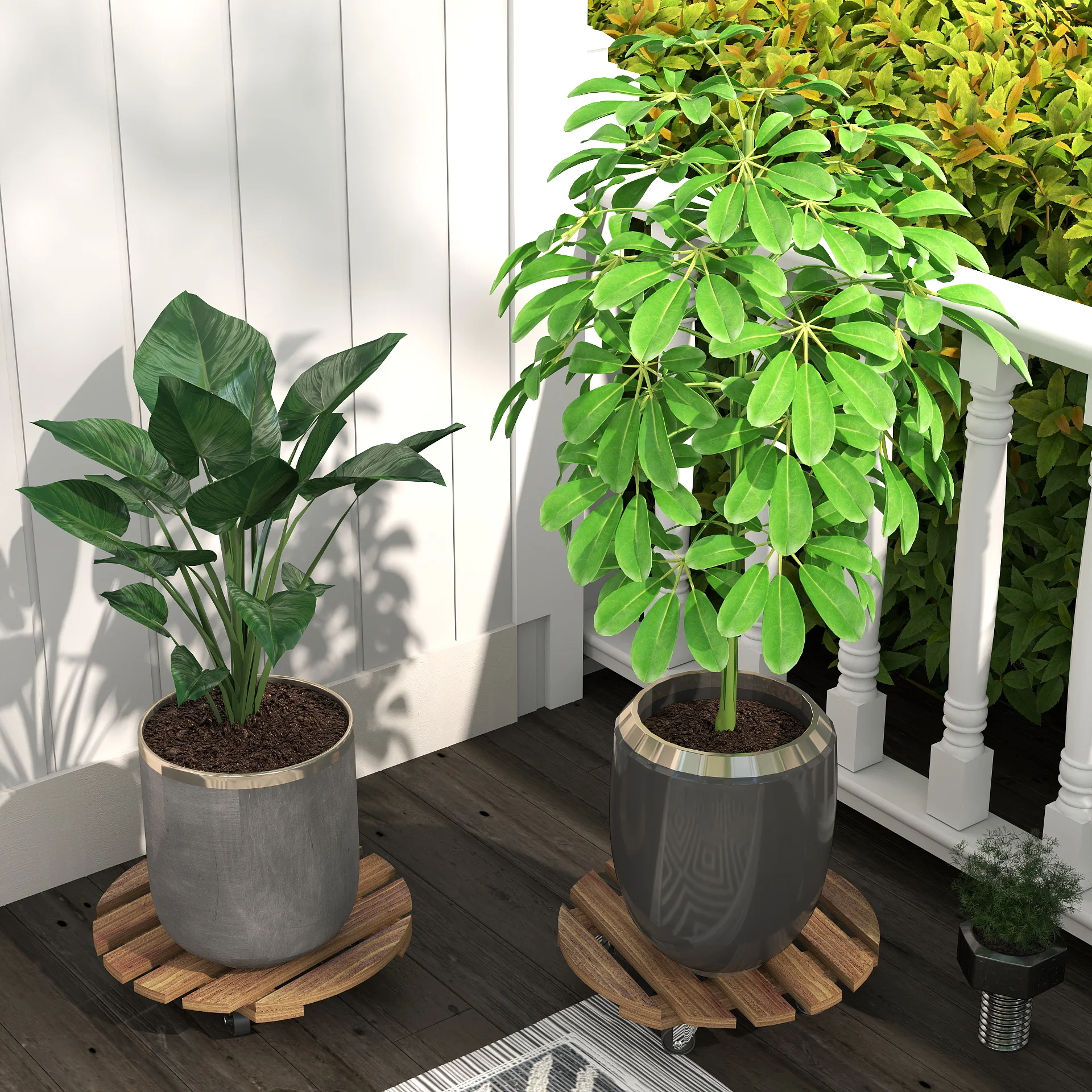 Bamworld مصنع العلبة في الهواء الطلق حامل النبات 12in المتداول عجلات زارع عربة زهور دوللي الثقيلة النباتات الكبيرة بكرات 2 حزمة #5