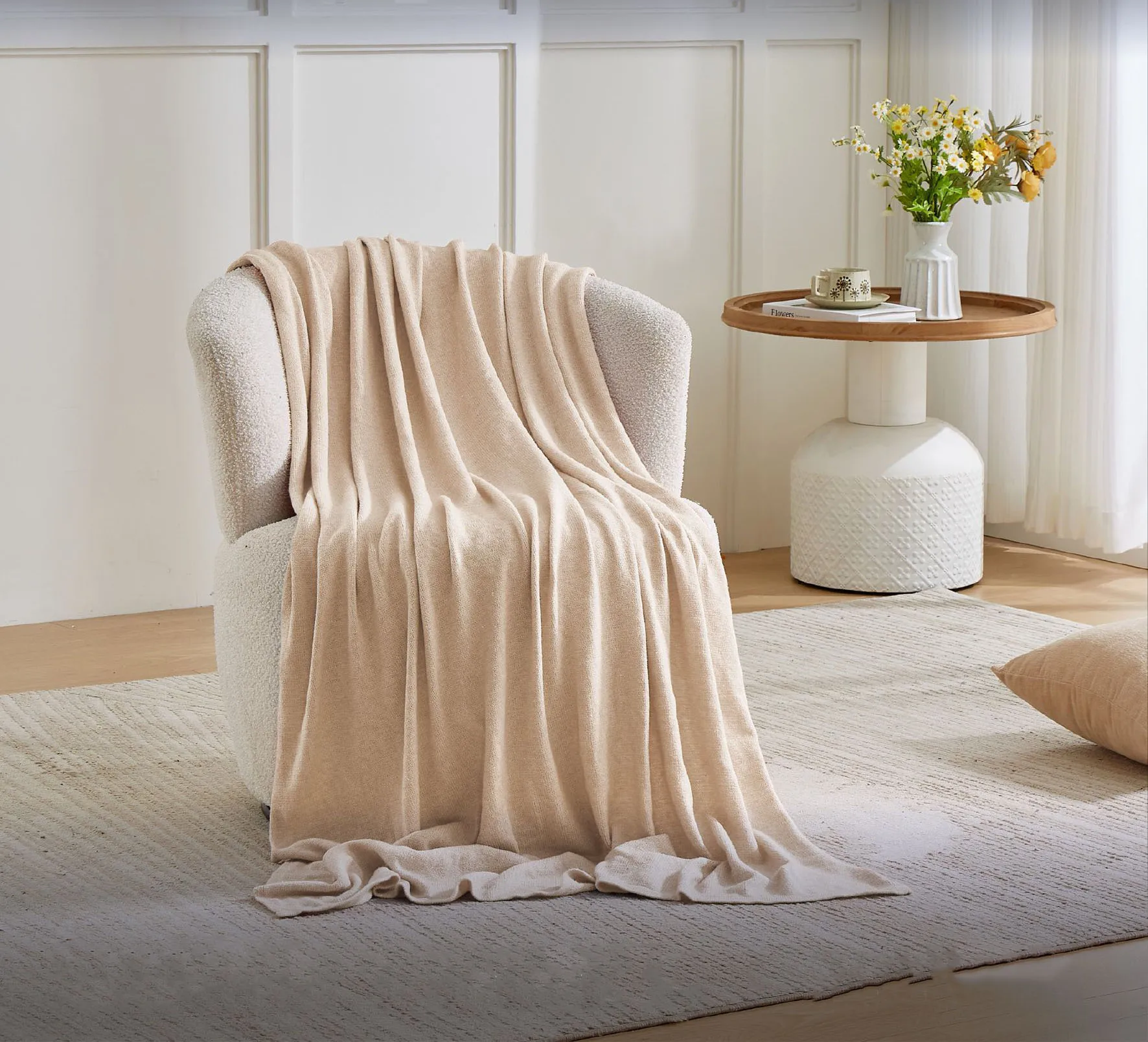 Nordic Knitted Blanket Sofa Nap Leisure Blanket Autumn Thickened Warm Blanket Soft Breathable Shawl Knitted Blanket