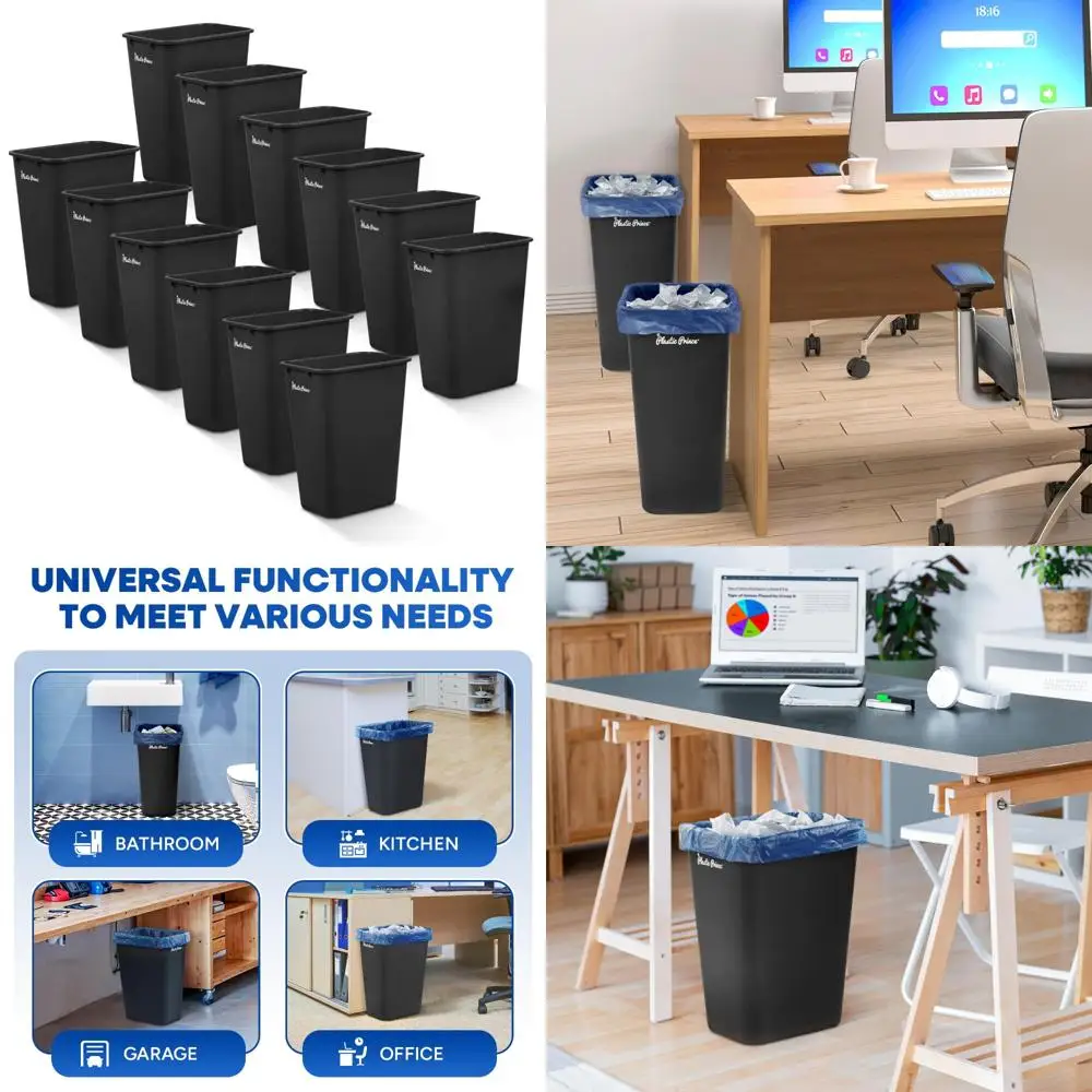 

Кухня, ванная комната, офис, 10 галлонов, черный пластиковый мусорный бак, корзина для мусора, 40 Qt, мусорное ведро под столом, подходит для раковины