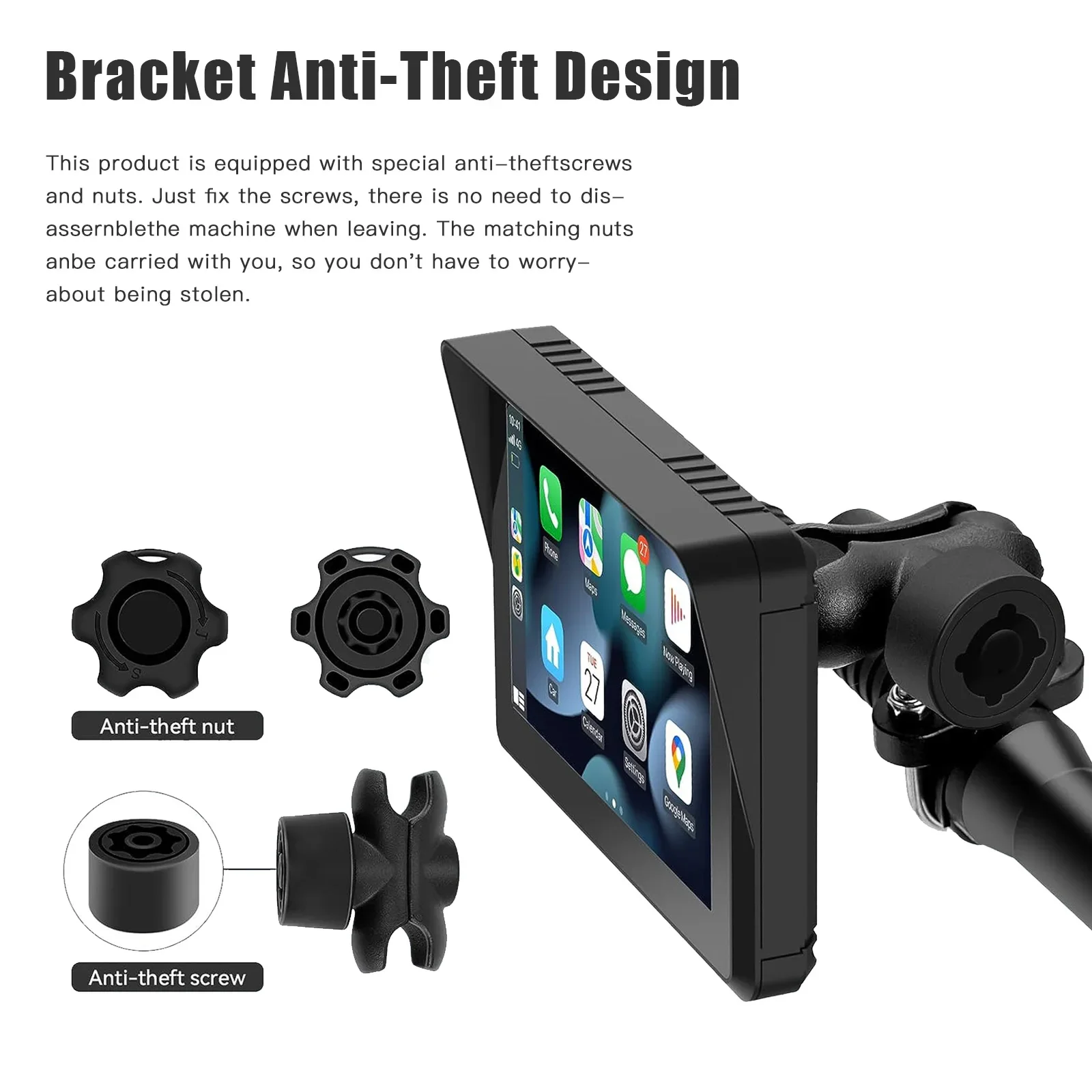 

Best Seller Portable 5 Inch Multimedia Monitor Display Wireless Android Auto Carplay For Motorcycle Touch Screen CarPlay Andro