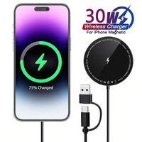 Magnetic Wireless Charger for iPhone 16 15 14 13 12 Series/AirPods 3/2/Pro 2/Pro - with 30W Power Adapter，Wireless Charging Pad