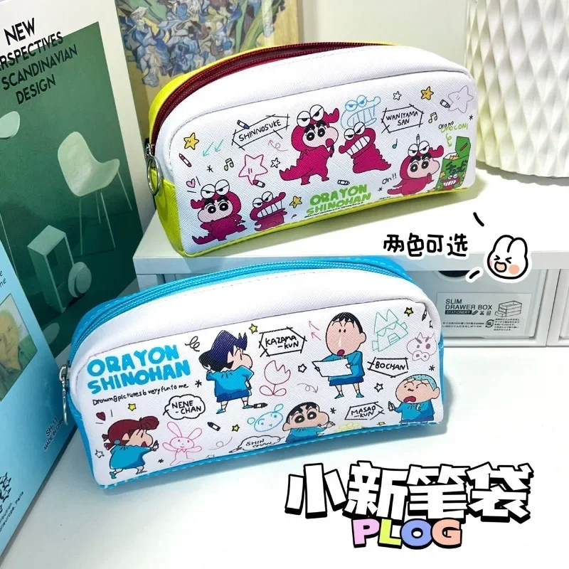 Anime Crayon Shin Chan Pencil Case Cartoon Stationery Box Student Pencil Bag Stationery Gift Girl Storage Bag Large Capacity