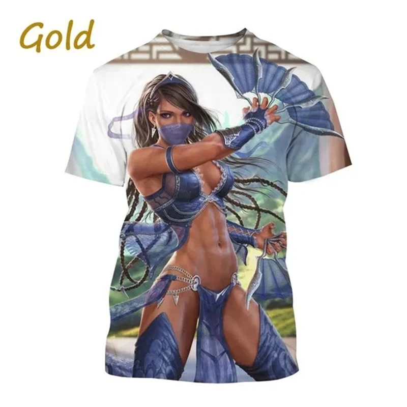 T-shirt manches courtes pour homme, streetwear, estival et décontracté, avec impression 3D du jeu Mortal Kombat