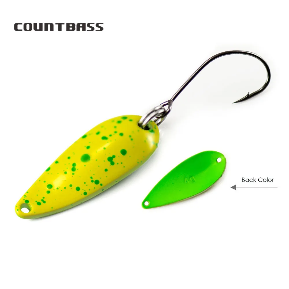 COUNTBASS Trout Spoons 2.4g and 4g Fishing Lures With Single Hook Casting Metal Baits for Salmon Pike Bass Brass Material