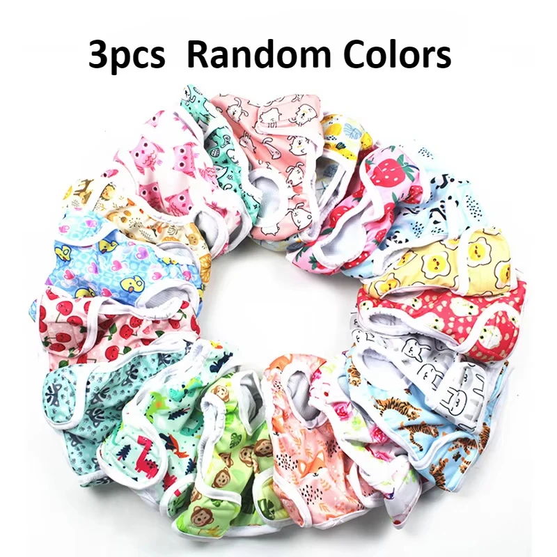 Couches lavables pour chiennes (lot de 3), taille ajustable, culottes physiologiques pour chiennes pendant leurs règles, réutilisables, couleur aléatoire_voghion.com