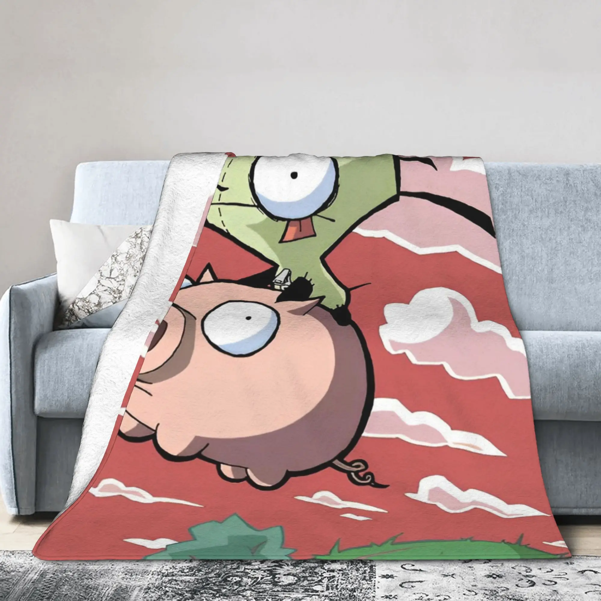 Invaders Zim Cartoon Blankets Flannel Textile Decor  Multifunction Super Soft Throw Blanket for Sofa Office Rug Piece