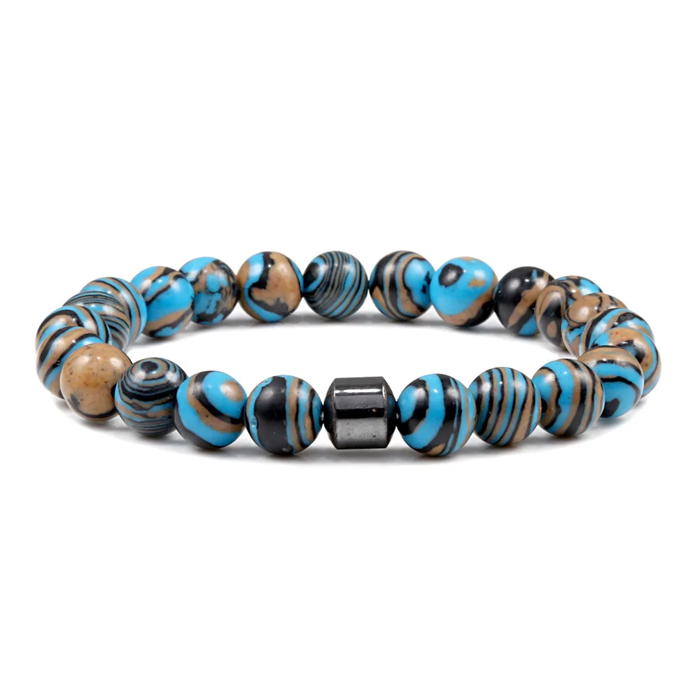 8mm Natural Stone Bracelet Tiger Eye Volcanic Lava Turquoises Hematite Beaded Bracelet For Men Women Jewelry Healing Energy