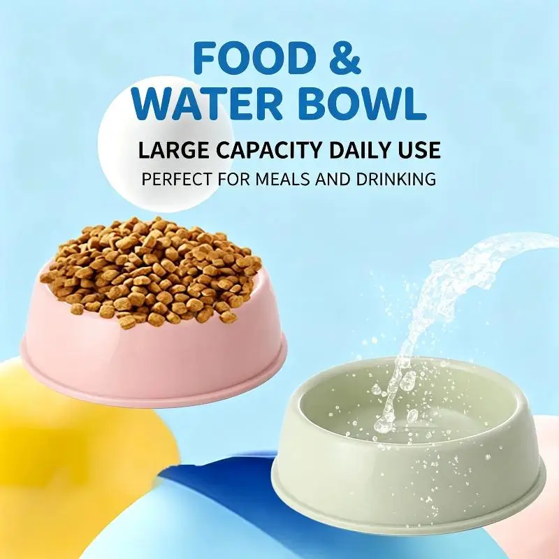 Cute Multi-function Candy Colored Plastic Dog Bowl Supplies Feeder Puppy Water Pet Feeding Bowl Cat Feeding