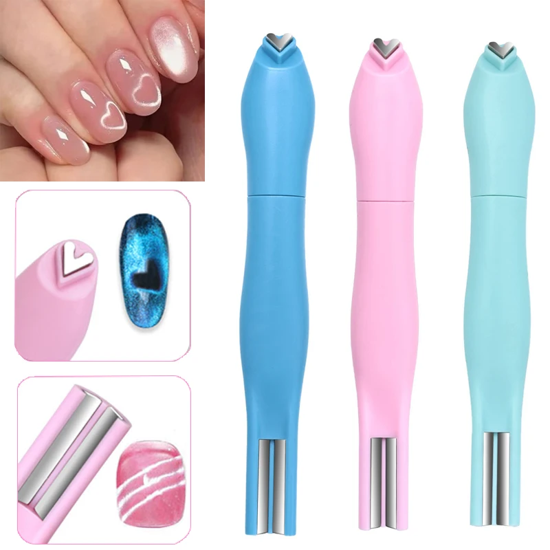 

3D Love Heart Nail Magnet Cat Eye Effect Butterfly Snake Moon Pattern French Nail UV Attraction Magnetic Stick Manicure Tools