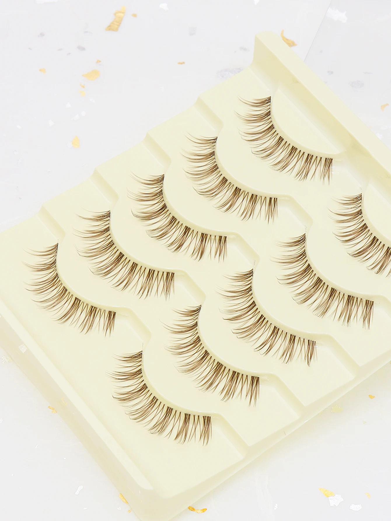 5 pairs brown eyelashes Natural sharpened style Beautiful wear comfortable effect Fake Lashes Makeup