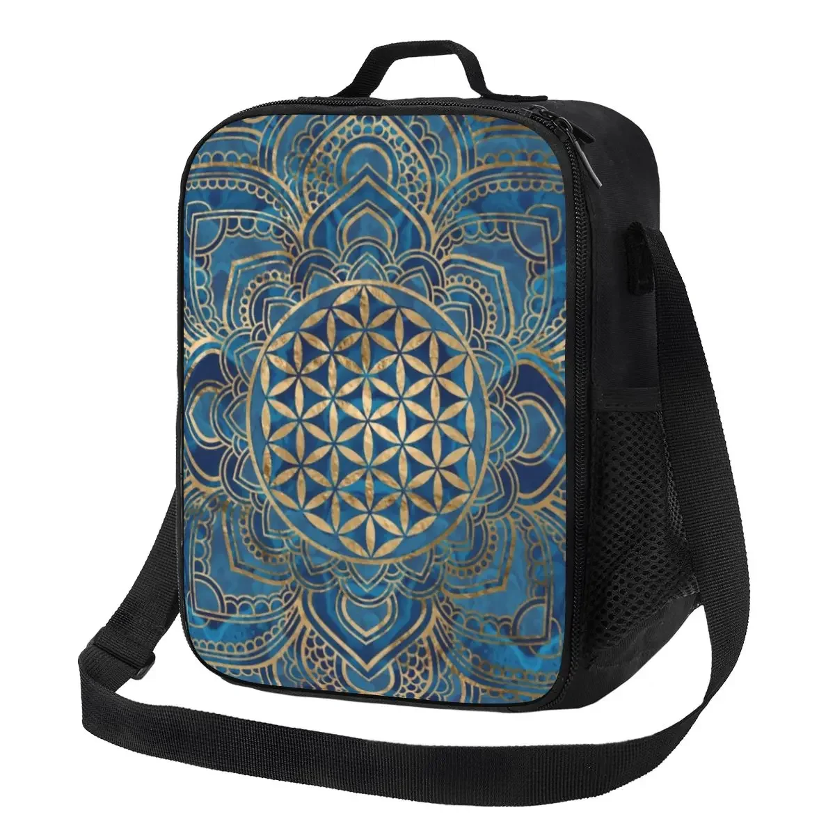 Flower Of Life In Lotus Mandala Lunch Box for Waterproof Buddhism Thermal Cooler Food Insulated Lunch Bag Kids School Children