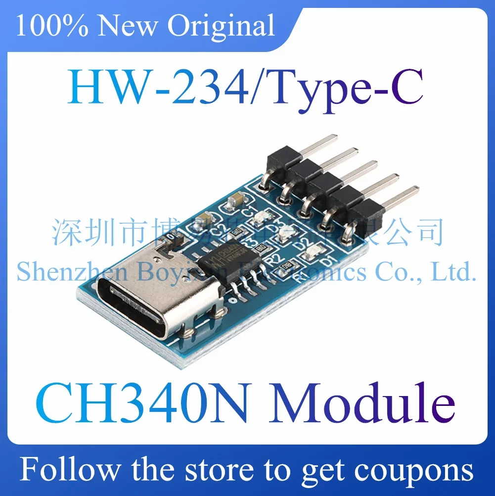 Original HW-234/Type-C USB to TTL serial port CH340N module microcontroller download and flash cable.