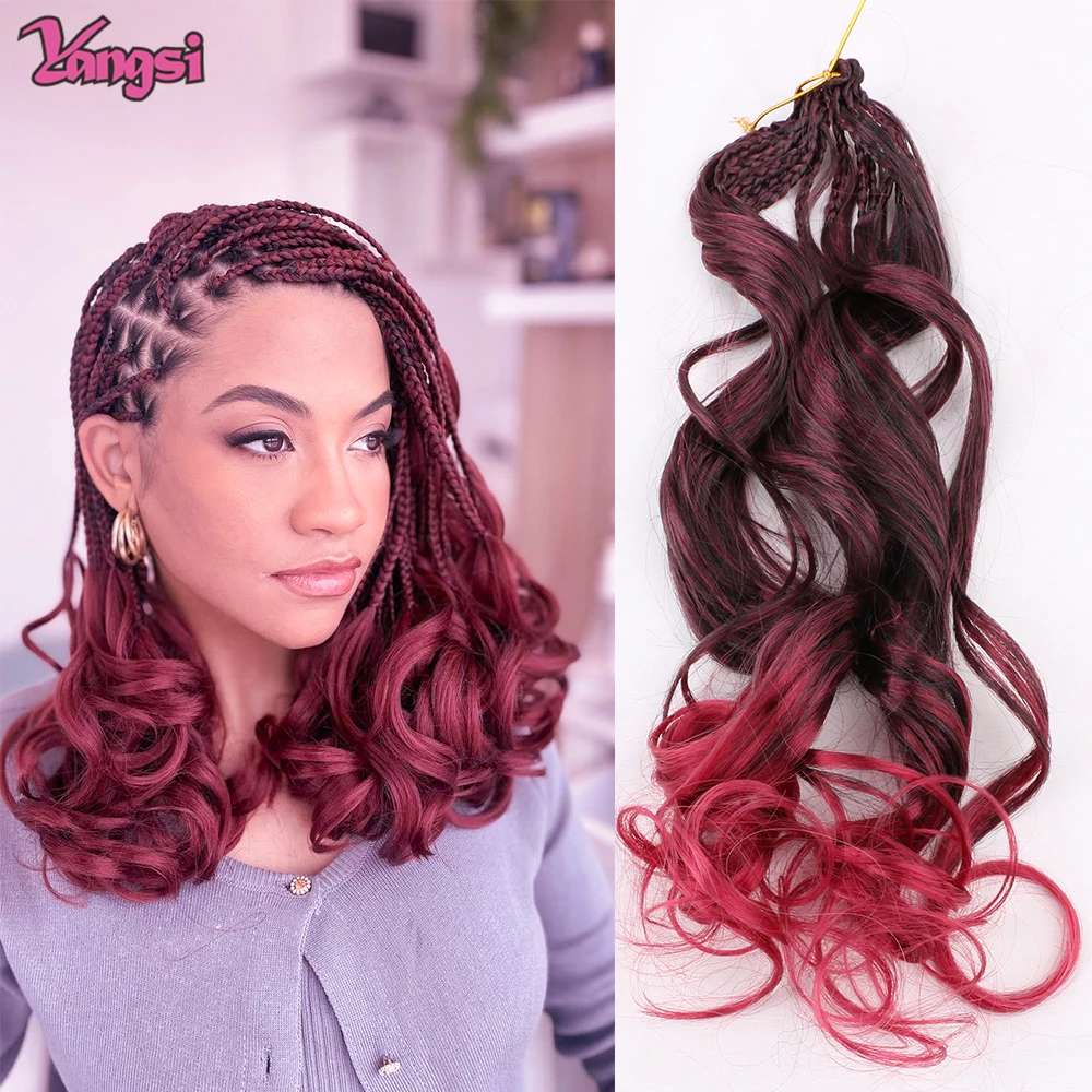 14 inch  Goddess Box Braids Crochet Hair Synthetic 14 Inch Boho Crochet Box Braids With Curl Ends Box Braids Hair Extensions