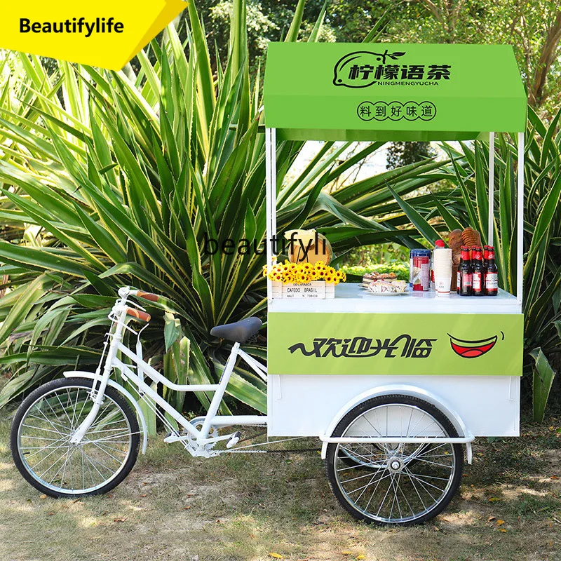 A50 Night Market Mobile Tricycle for Stall Setup, Outdoor Rideable Mobile Cart