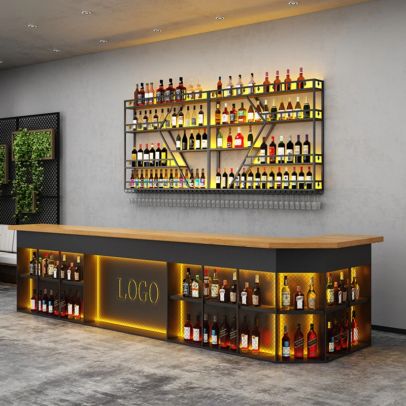 Unique Furniture Whiskey Home Liquor Living Room Bar Cabinet Display Wine Cellar Iron Mini Botellero Vino Industrial Shelves