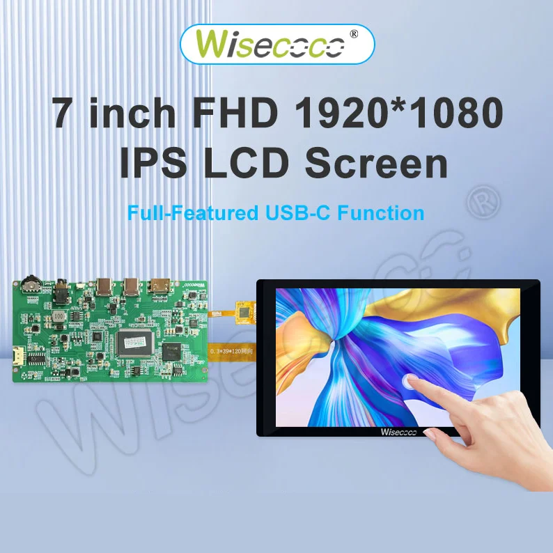 Wisecoco 7 Inch 1080P IPS TouchScreen USB-C Display Module for Raspberry Pi PS5 Xbox Laptop Portable DIY Monitor Handheld Device