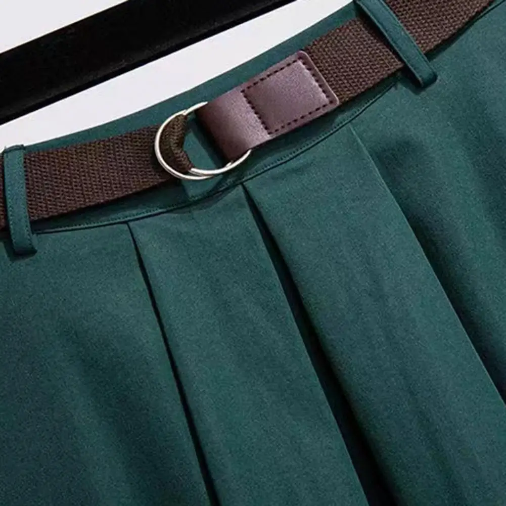 ผู้หญิง A-Line กระโปรงเข็มขัดสีทึบเอวสูง Midi กระโปรงขนาดใหญ่ Hem Design Soft Breathable Draped กระโปรง