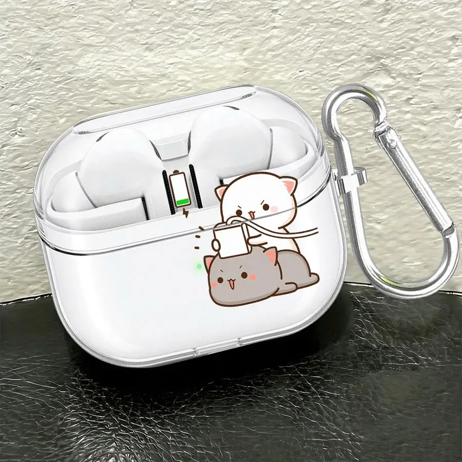 Case For Samsung Galaxy Buds 3 FE 4Pro 2Pro Live 4 Pro 2 3Pro Clear Earphone Cases Cover With Hook Cute Funny Cat view 3