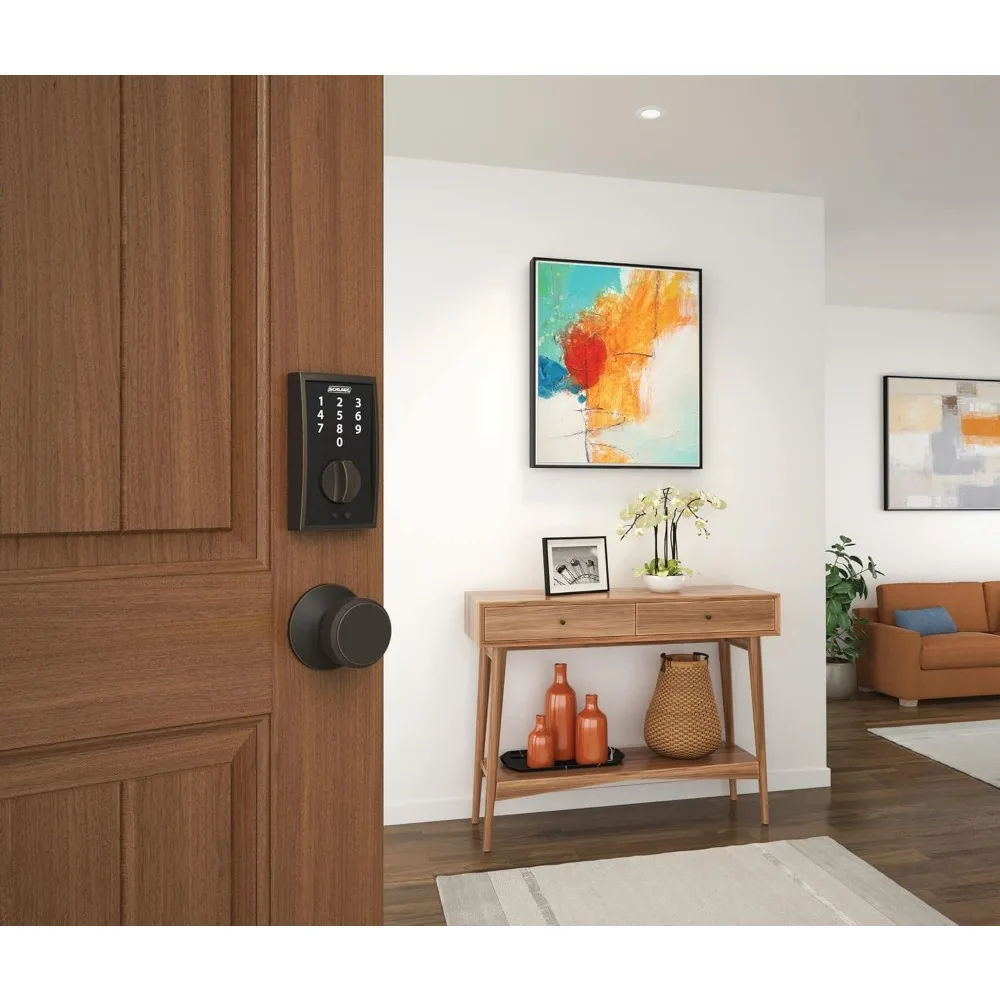 Schlage BE375 CEN 716 Touch Century Deadbolt, Electronic Keyless Entry Lock, Aged Bronze