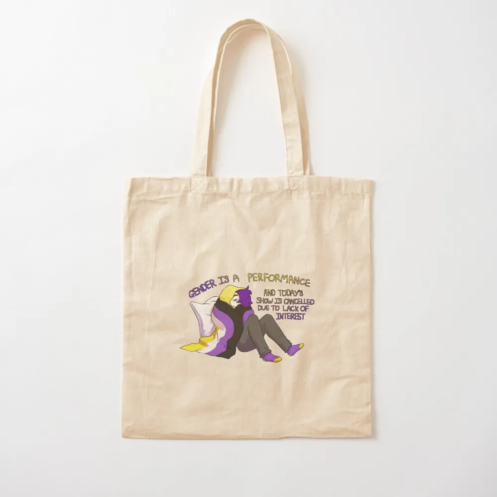 GENDER IS A CANCELLED PERFORMANCE NONBINARY PRIDE Tote Bag Beach bag Portable shopping bag tote canvas
