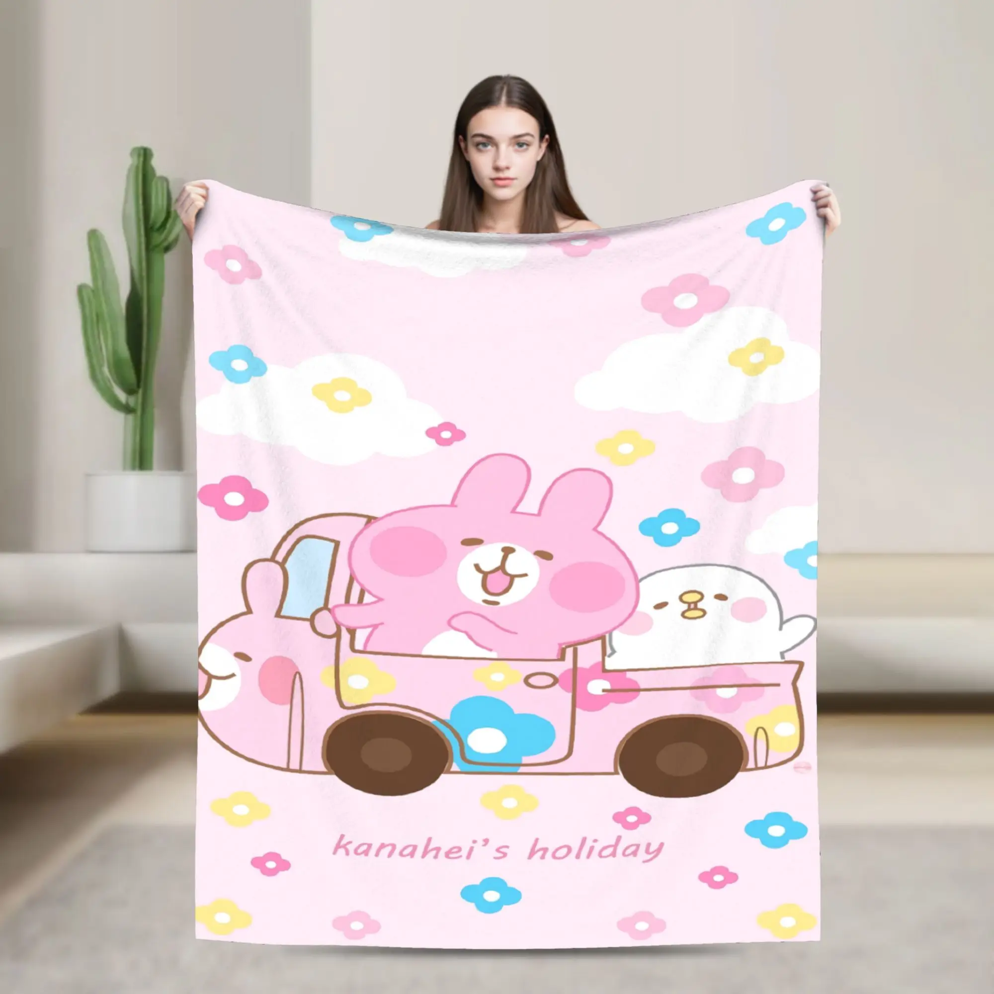 Kanahei's Small Animals Usagi Piske Blanket Quality Super Soft  Throw Blanket Winter Travel Couch Chair Aesthetic Bedspread