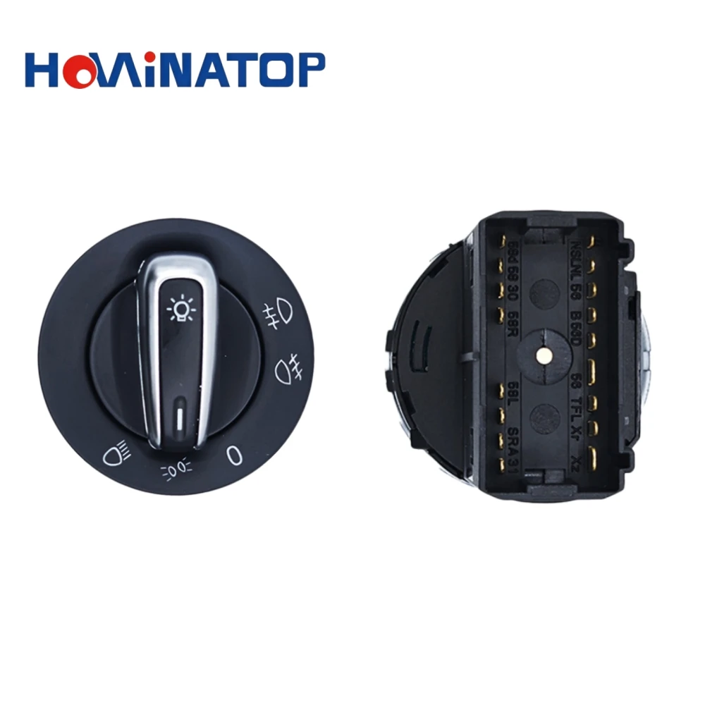 HOWINATOP 3BD941531 17Pin Headlight Control Switch With Fog Lamp Red Backlight For VW Golf Mk4 Bora Passat B5 OEM Replacement
