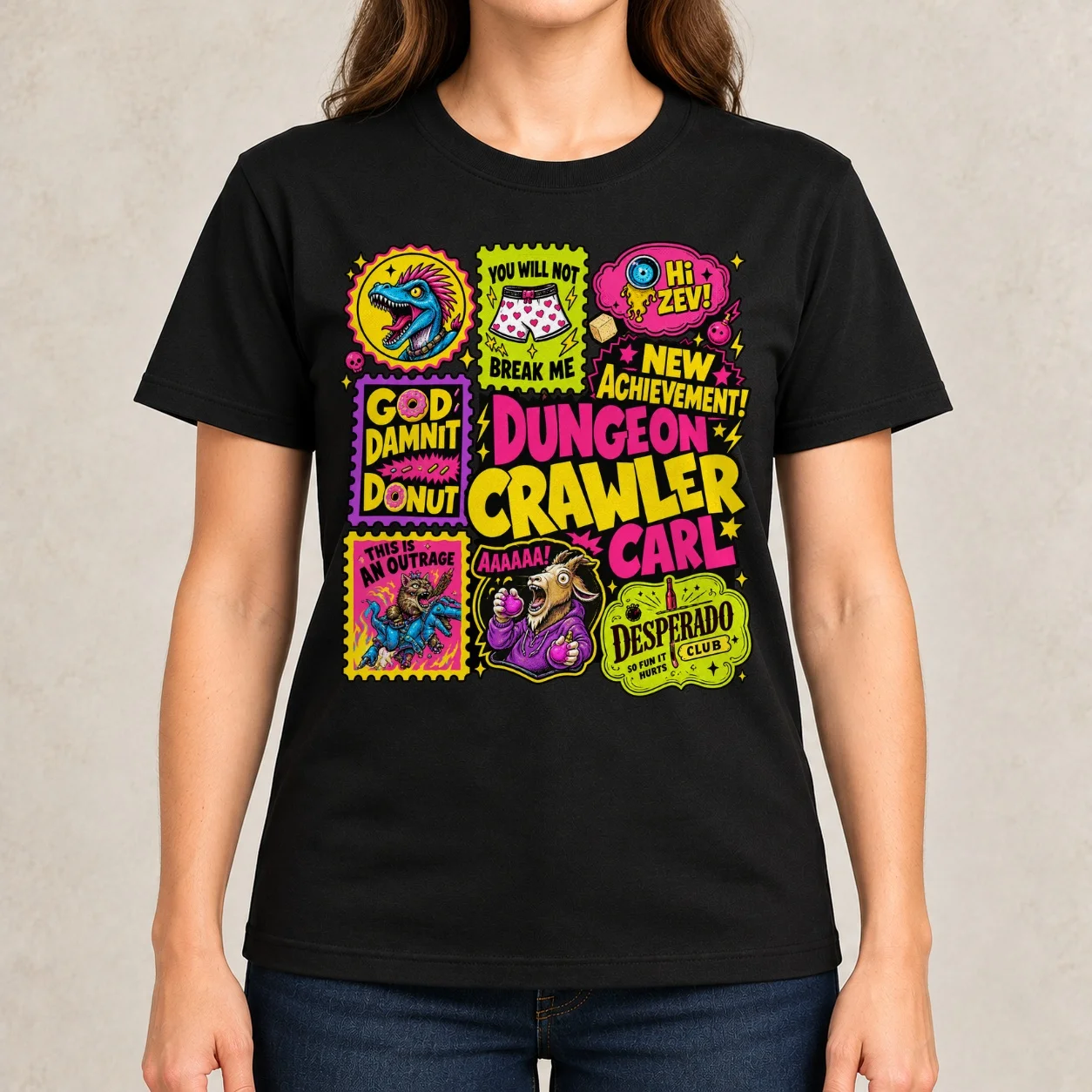 Dungeon Crawler Carl God Damnit Donut Graphic Classic Women T-Shirt Short sleeve tee vintage blacks Women's summer blouses 2026