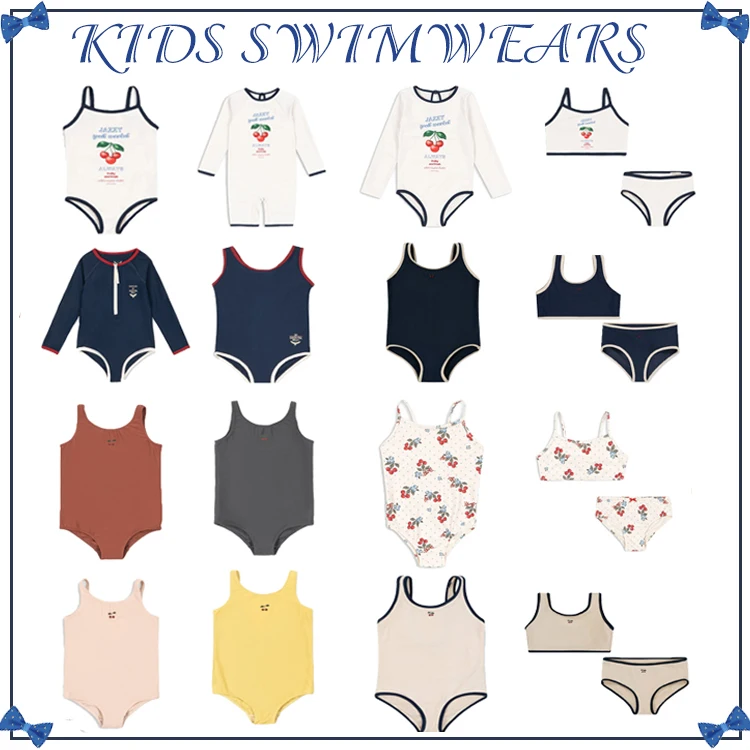 KS Summer Girls Newborn Swimwear Baby Cherry Pattern Separate Vacation Seaside Lightweight Breathable Quick Drying Bathing Suits
