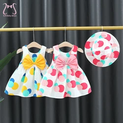 2Pcs/Set 0 To 3 Years Old Baby Girls Polka Dot Bow Dresses Breathable Children Clothes Summer Sleeveless Toddler Costume Suit