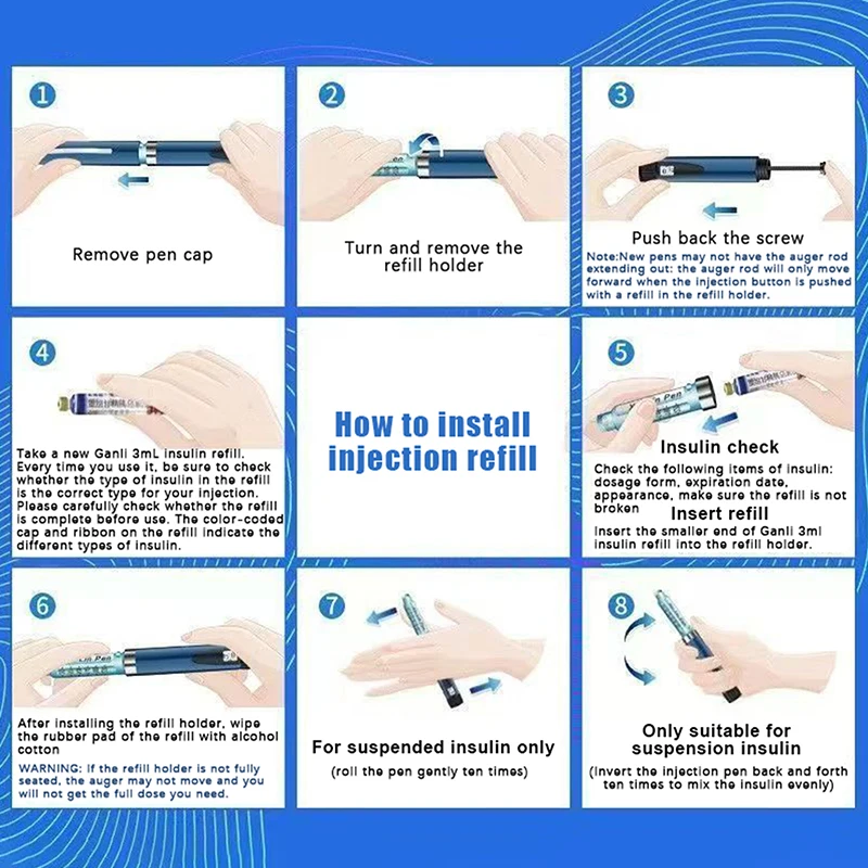 Metall-Stiftspritze 3ml Leere Kassettenflasche Einzelverpackung Ästhetik für Lilly Insulin-Pen – Detail 13