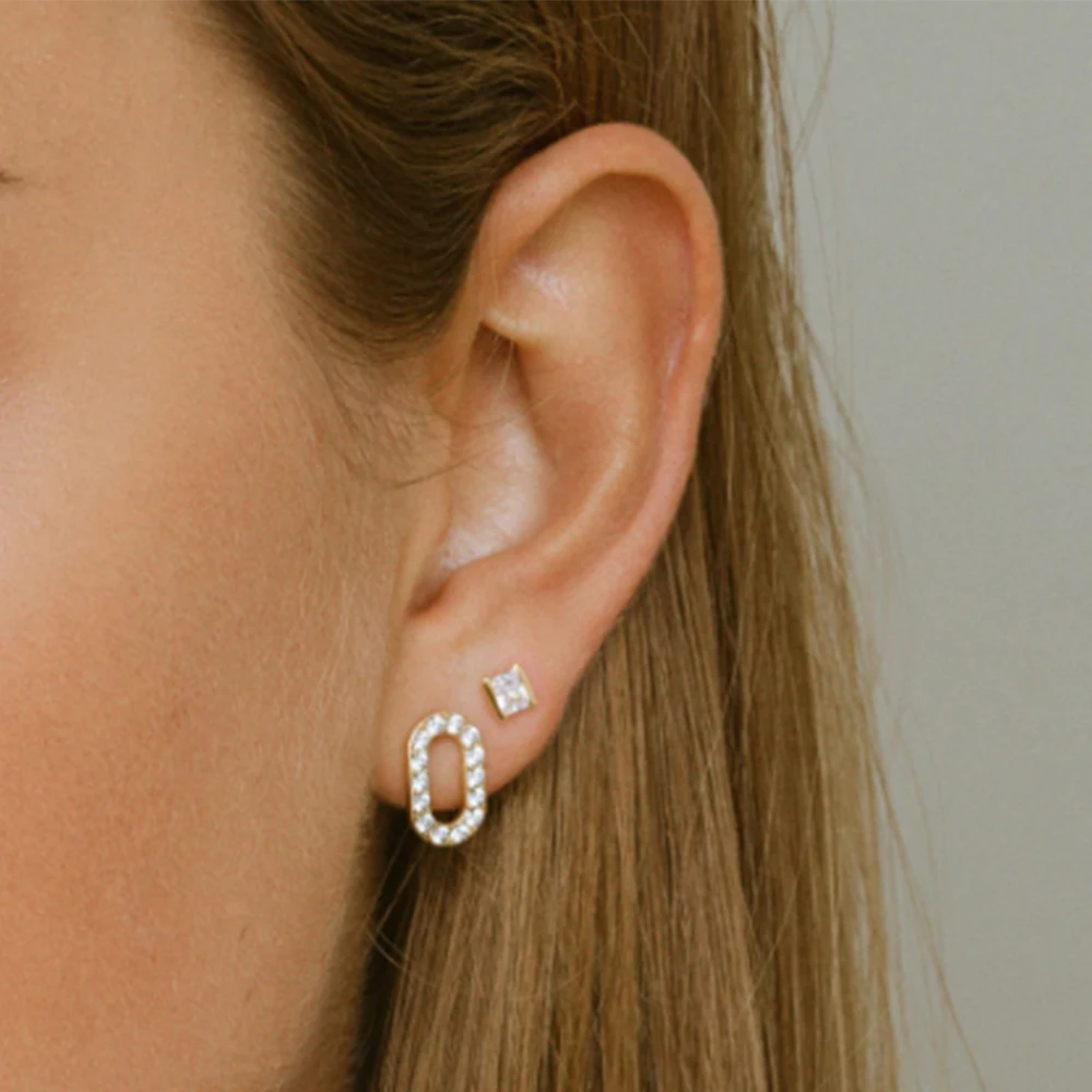 INS Style Square Zircon Mini Earring Pendientes Plata 925 Sterling Silver Earrings For Women Temperament Daily Jewelry