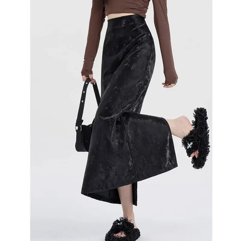 

Textured Slit Skirt for Women in Autumn and Winter High Waist Slim Mid-length Straight Hip Skirt for Women in Autumn and Winter