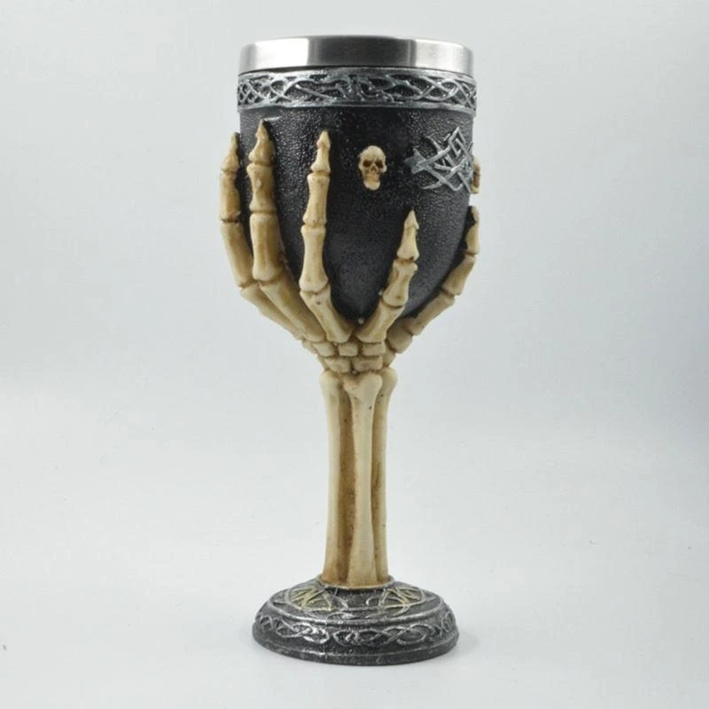 راتنجات فظيعة راتنج فولاذ مقاوم للصدأ عظمي النبيذ الكأس التضحية بنبيذ كأس كأس القوطية القوطية الهالوين #2