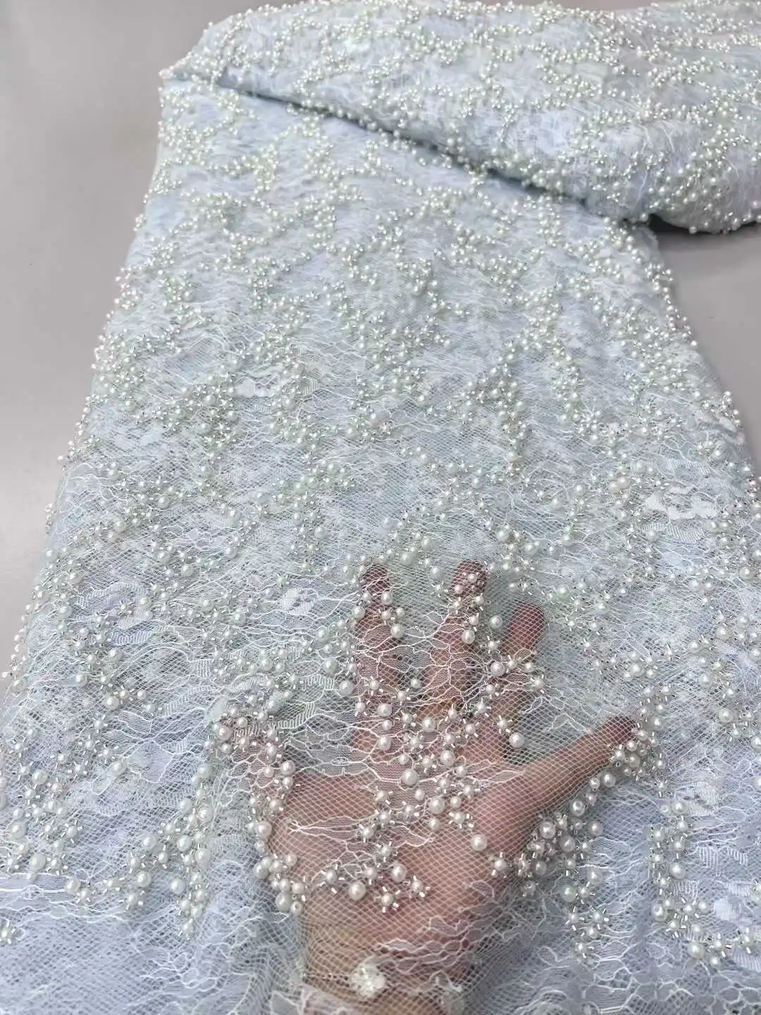 Luxury African Sequins Lace Fabric 2025 High Quality French Nigerian Mesh Groom Beaded Lace Fabric For Sewing Women Dress