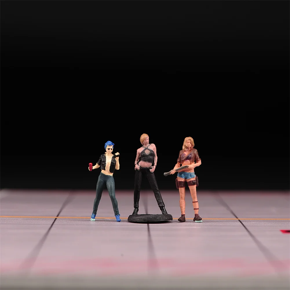 

Painted Miniatures 1/64 Girl Hunter&Cool Punk Beauty&Dog Figure Model Toys Gift View Decoration