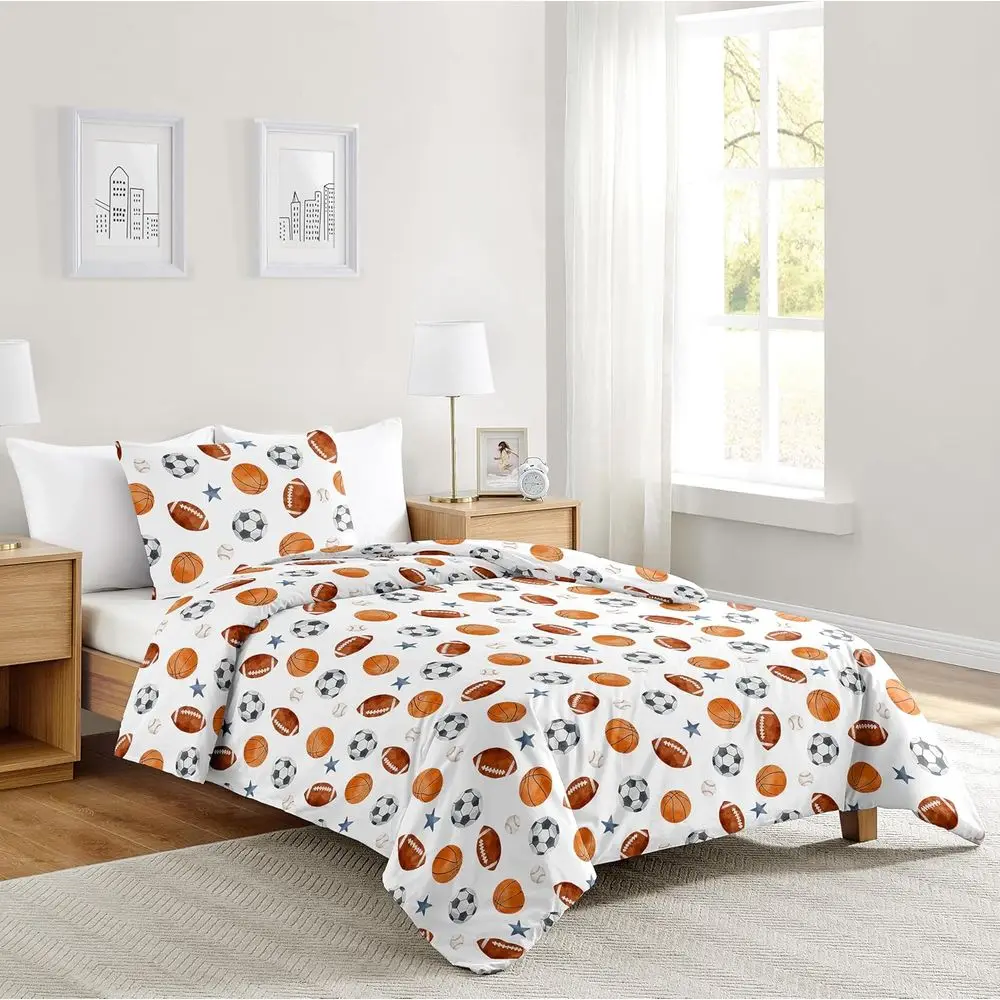 

Kids' Sports-Themed Twin Comforter Set with Bedding, Blanket, and Pillow Sham