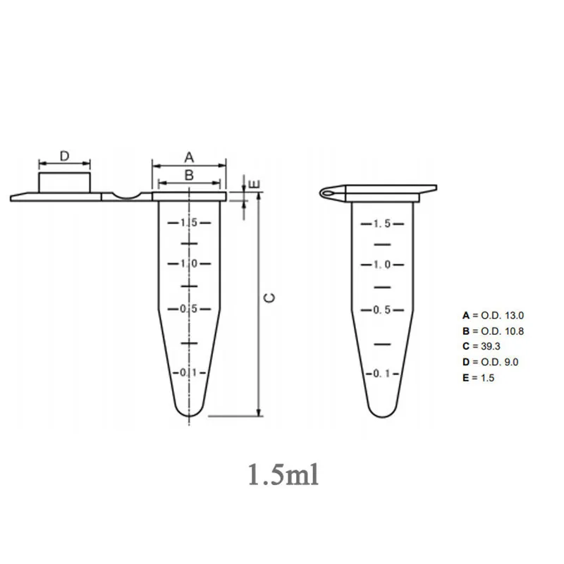 Ikeme-マイクロ遠沈管,透明,目盛り付き,0.2ml,0.5ml,1.5ml,2ml,キャップと底部スケール付き