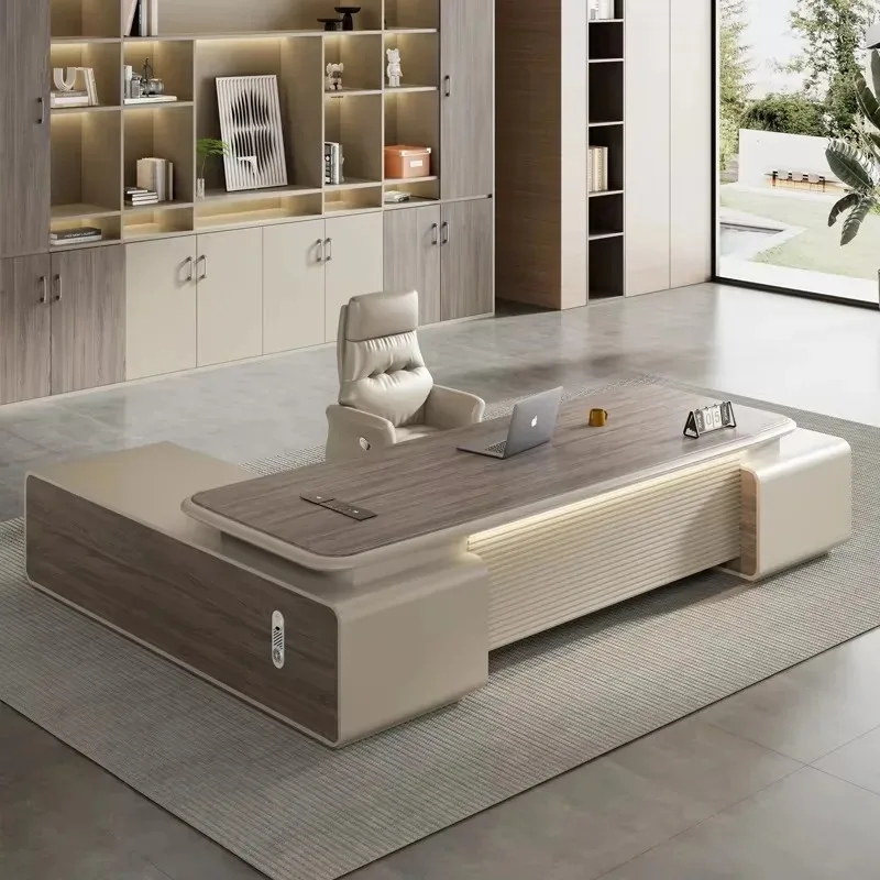 

Aesthetic Decoration Office Table Work Reception L Shaped Study Office Desk Storage Wooden Nordic Mesa De Escritorio Furniture