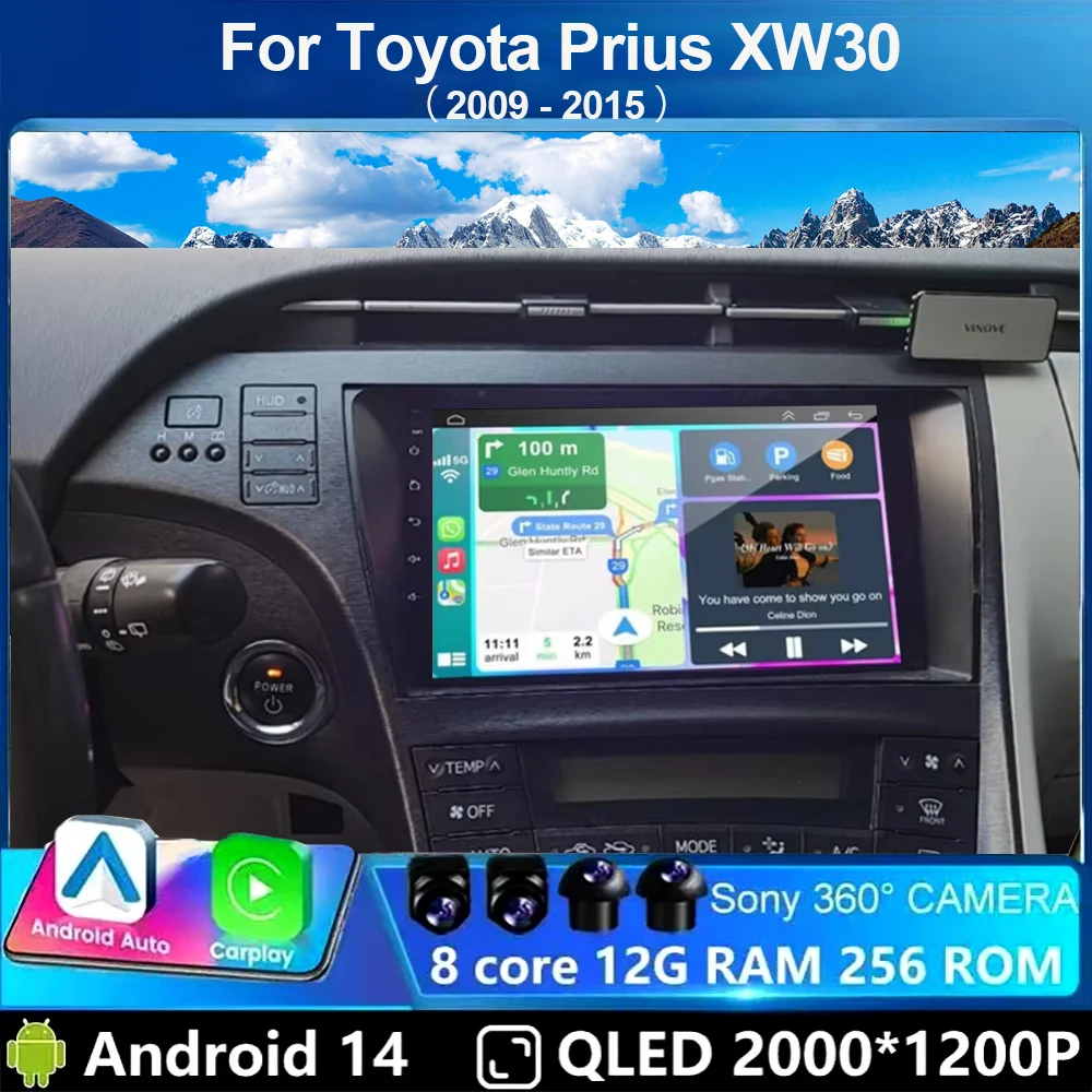 

For Toyota Prius XW30 2009 - 2015 Car Radio Android Multimedia Video Player GPS Navigation Carplay Touch Screen DSP Auto Stereo
