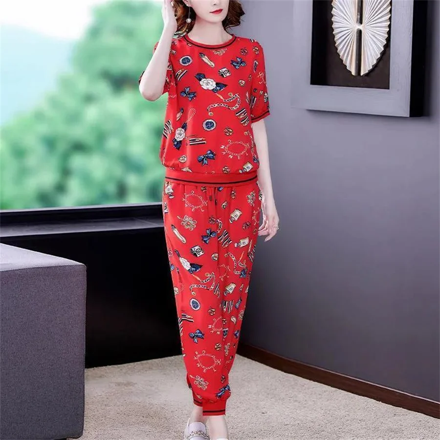 Two Piece Set 2022 New Summer Fashion Women\'s Sets Suit Female Trouser withs Outfit Tracksuit Clothes