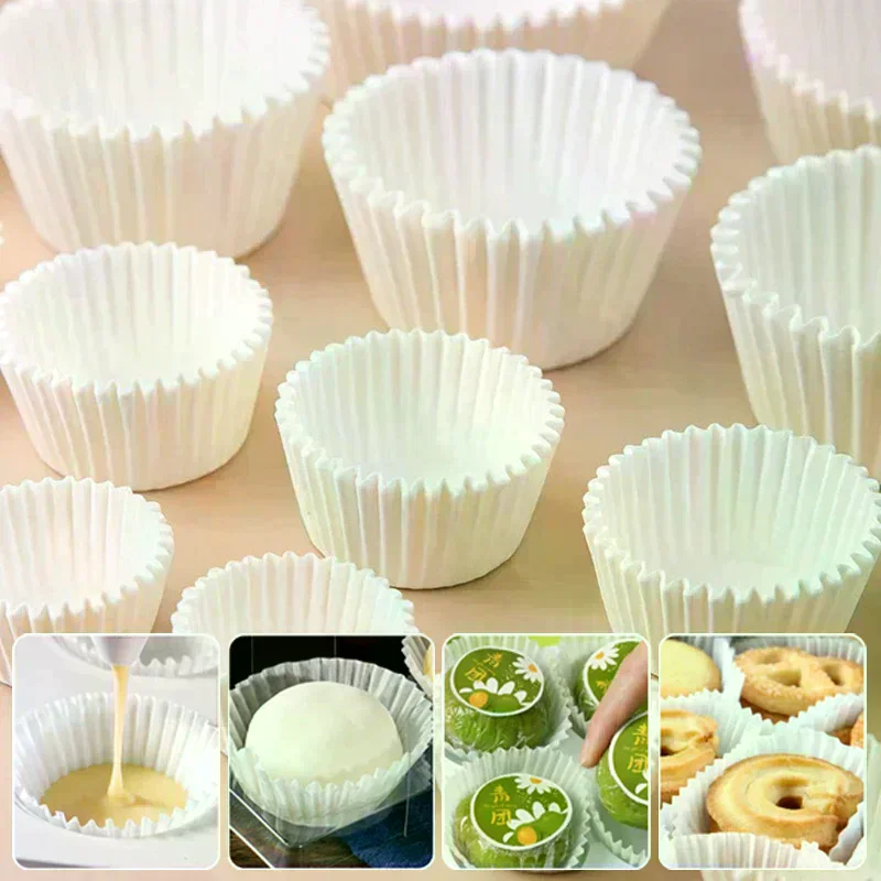 Chocalate Paper Liners Baking Muffin Cake Cups Forms Cupcake Cases White Party Tray Mold Greaseproof Wrappers Holder 500/1000Pcs