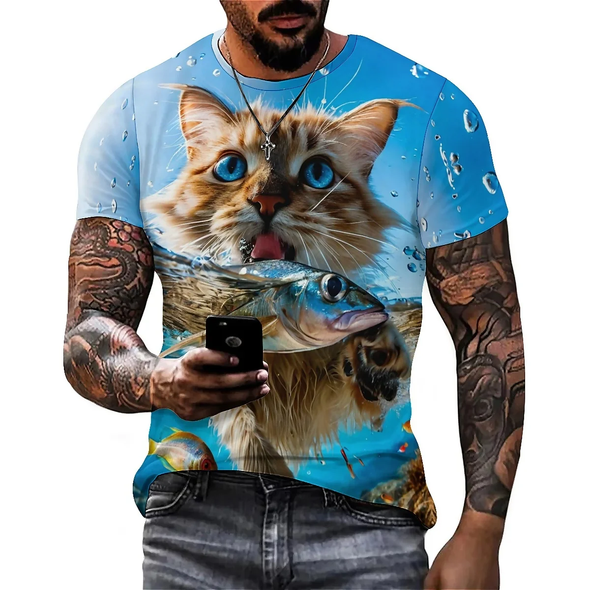 

Street Style Men's 3D Printed Short Sleeve T-Shirt - Loose Fit & High-Quality Print