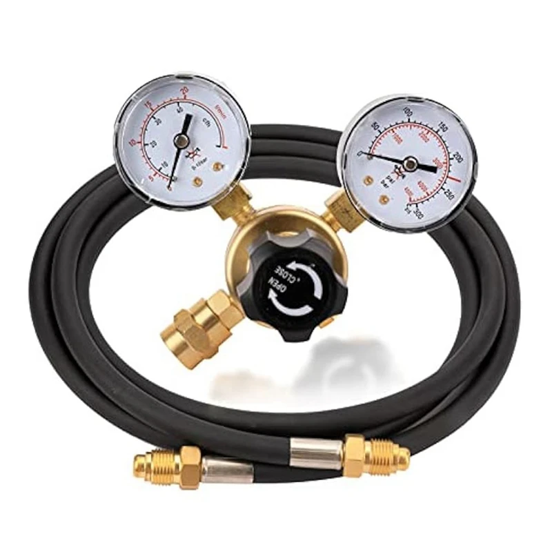 Argon CO2 Regulator Gauge Welding Gas Regulator With 6.6Ft Hose,CGA580 Inlet Connection,0-4500PSI/0-10BAR Input Pressure