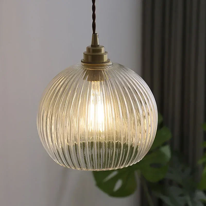 Nordic Glass Pendant Light Copper Suspension Chandelier for Dining Room Kitchen Bedroom Home Decor Hanging Lamp Fixtures Luster