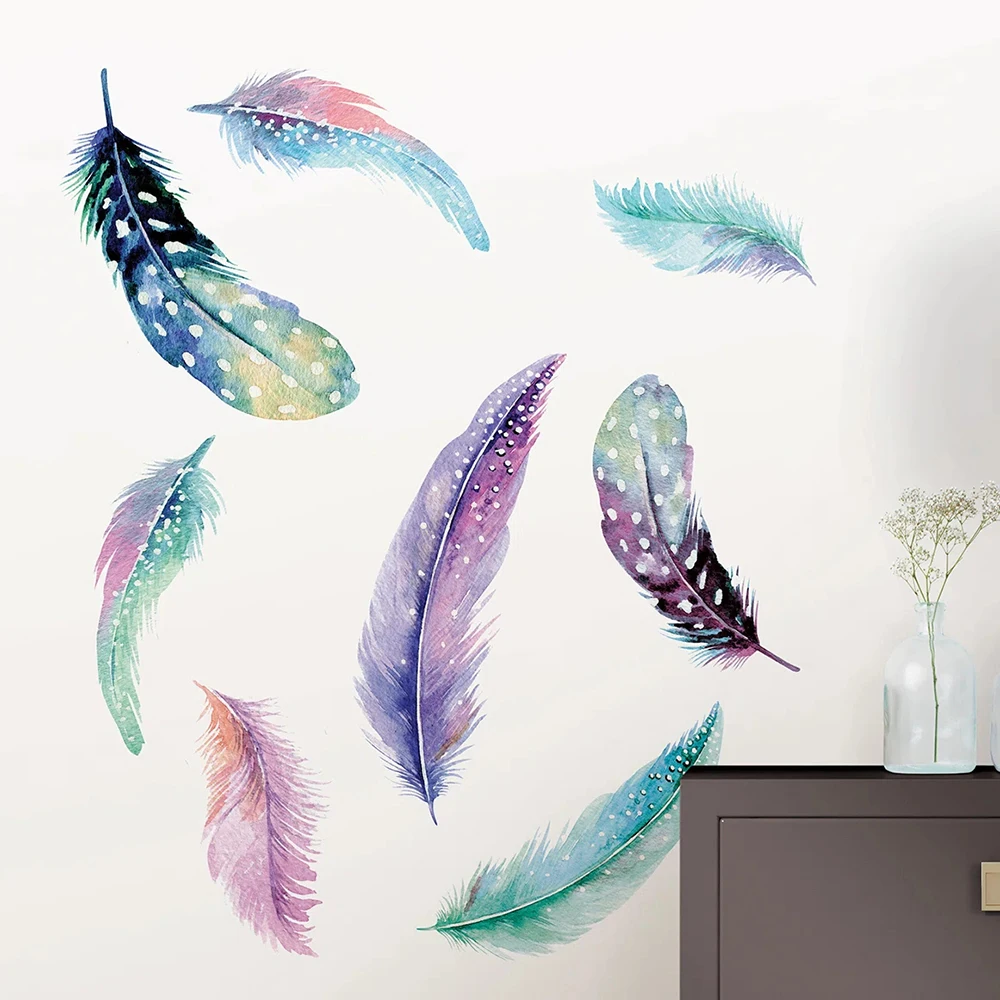 Colorful Dreamcatcher Feather Wall Stickers Decals Bedroom Bathroom Living Room Kitchen Home Decor